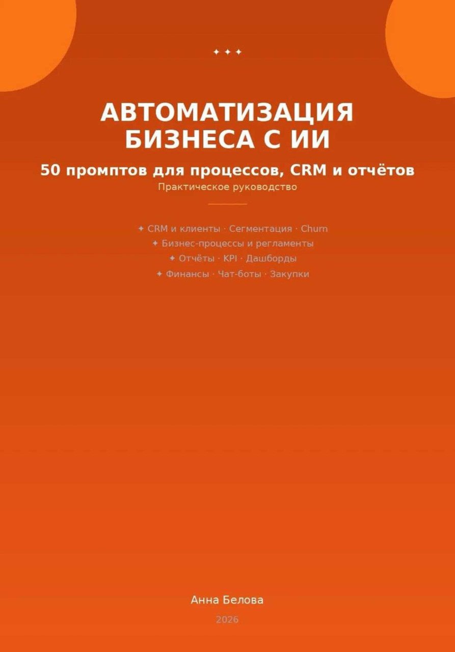 Автоматизация бизнеса с ИИ: 50 промптов для процессов, CRM и  отчетов - Анна Белова - Читать книги онлайн | Слушать аудиокниги онлайн | Электронная библиотека books-lib.com