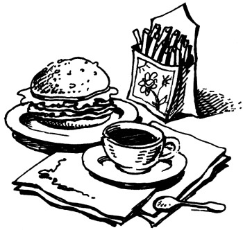 Гамбургеры, чизбургеры и картофель фри Гамбургеры, чизбургеры и картофель фри