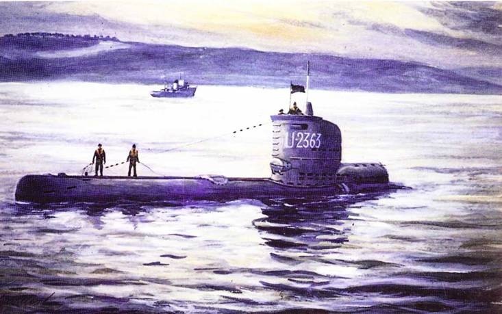 Германские субмарины Тип XXIII крупным планом Германские субмарины Тип XXIII крупным планом